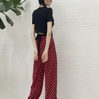 Short-sleeve Top / Dotted Harem Pants
