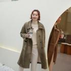 Collared Buttoned Faux-fur Coat