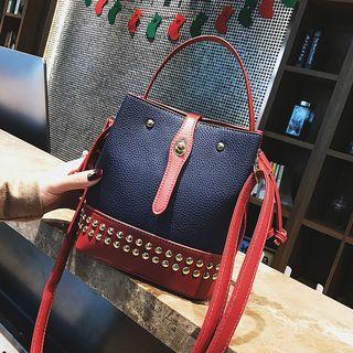 Studded Color Panel Bucket Bag