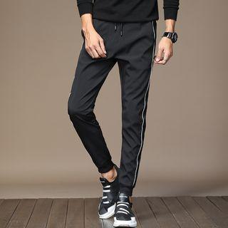 Drawstring Waist Contrast Trim Pants