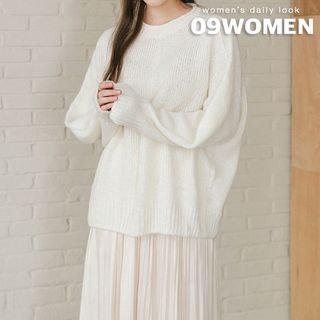 Pastel-color Balloon-sleeve Oversized Sweater