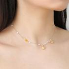 Lemon Rhinestone Faux Pearl Alloy Necklace Gold - One Size