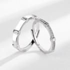 Couple Matching Rhinestone / Polished Sterling Silver Open Ring