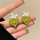 Bow Heart Alloy Dangle Earring 1 Pair - Green - One Size