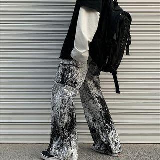 Splash Print Straight-fit Pants