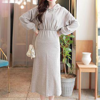 Band-waist Long Hoodie Dress