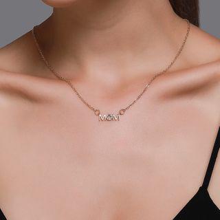 Alloy Rhinestone Mom Lettering Pendant Necklace