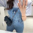 Washed Skinny Denim Dungaree Pants