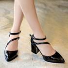 Pointed Faux Patent Leather Pumps