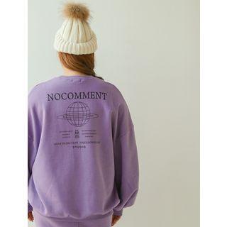 Plus Size Puff-sleeve Printed Sweatshirt