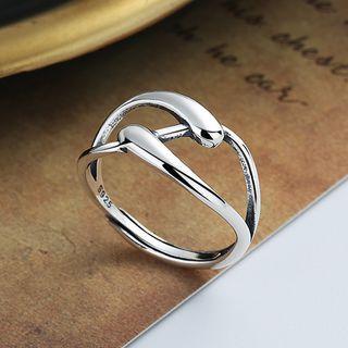 Layered Sterling Silver Open Ring 1pc - 129j - Silver - One Size