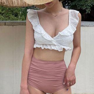 Set: Lace Tankini Top + High Waist Bottom