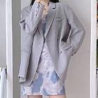 Set: Spaghetti Strap Tie-dyed Midi A-line Dress + Blazer