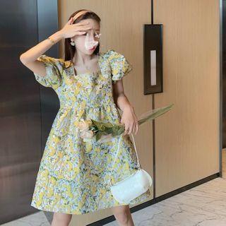 Print Puff-sleeve Dress