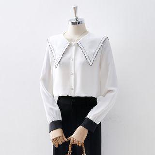 Contrast Trim Collar Blouse