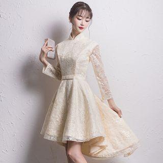 Lace Long-sleeve A-line Cocktail Dress