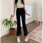 Mid Rise Heart Buckled Crop Bootcut Jeans