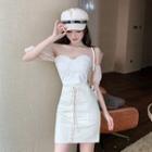 Short-sleeve Off-shoulder Drawstring Slim Fit Tube Dress
