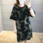Camo Short-sleeve Mini T-shirt Dress