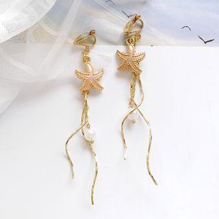 Faux Pearl Starfish Dangle Earring
