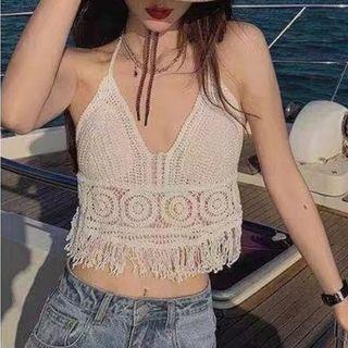 Fringed Camisole Top White - One Size