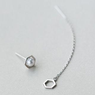 925 Sterling Silver Pearl Non-matching Earrings