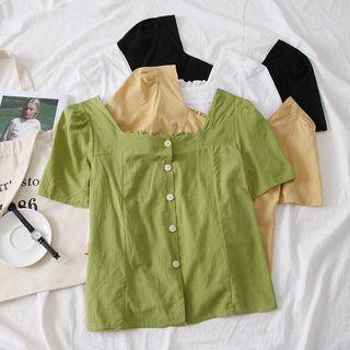 Square-neck Plain Shirt