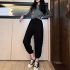 Long-sleeve Twist-front T-shirt / Harem Pants