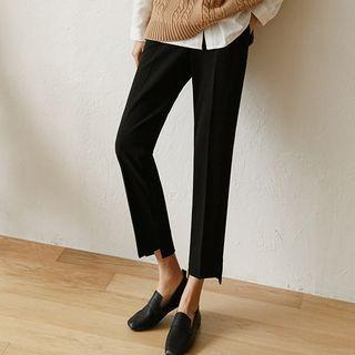 Slit-hem Straight-leg Pants