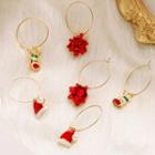 3 Pair Set: Christmas Alloy Dangle Earring (assorted Designs) 1 Pair - 01 - 4063 - Red - One Size