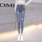 Frayed Hem Ripped Jeggings