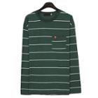 Pocket Long-sleeve Striped T-shirt
