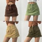 A-line Cargo Denim Skirt