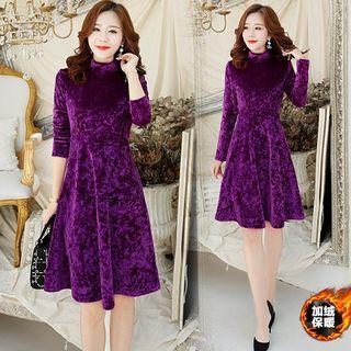 Mock Turtleneck Long-sleeve A-line Dress