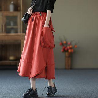 Frayed Midi A-line Skirt