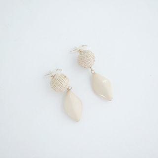 Geo Dangle Hook Earrings Beige - One Size