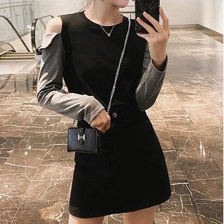 Two Tone Cold Shoulder Top