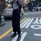 Long-sleeve Striped Top / Cropped Pants