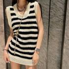 Striped Knit Mini Tank Dress Almond - One Size