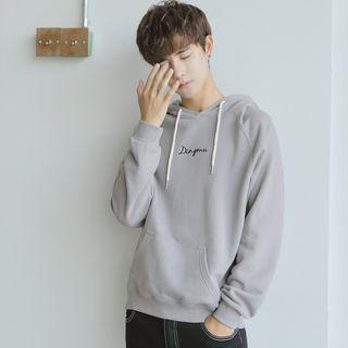 Embroidery Drawstring Hooded Pullover