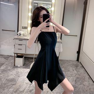 Spaghetti Strap Irregular Hem Mini A-line Dress