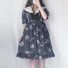 Short-sleeve Print Sailor Collar A-line Lolita Dress
