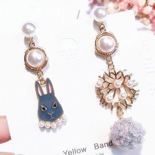 Asymmetric Rabbit Ear Stud 1 Pair - Gold - One Size