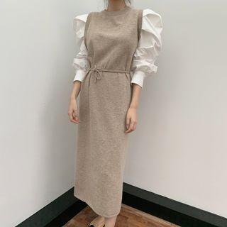 Bubble Sleeve Knit Mini Dress