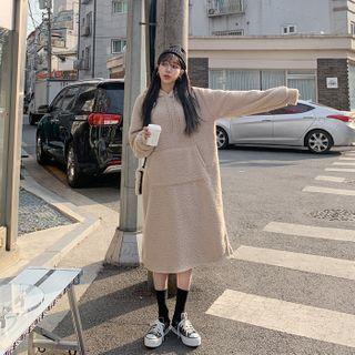 Kangaroo-pocket Sherpa-fleece Hoodie Dress