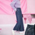 Wing Embroidered Wide-leg Jeans