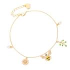 Alloy Bee & Flower Faux Pearl Bracelet Gold - One Size