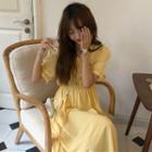 V-neck High-waist Maxi Skirt Yellow - One Size