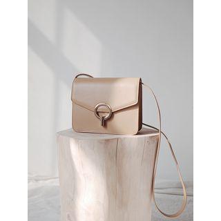 Hoop-accent Faux Leather Crossbody Bag