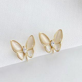 Butterfly Clip-on Earring 1 Pair - Gold - One Size